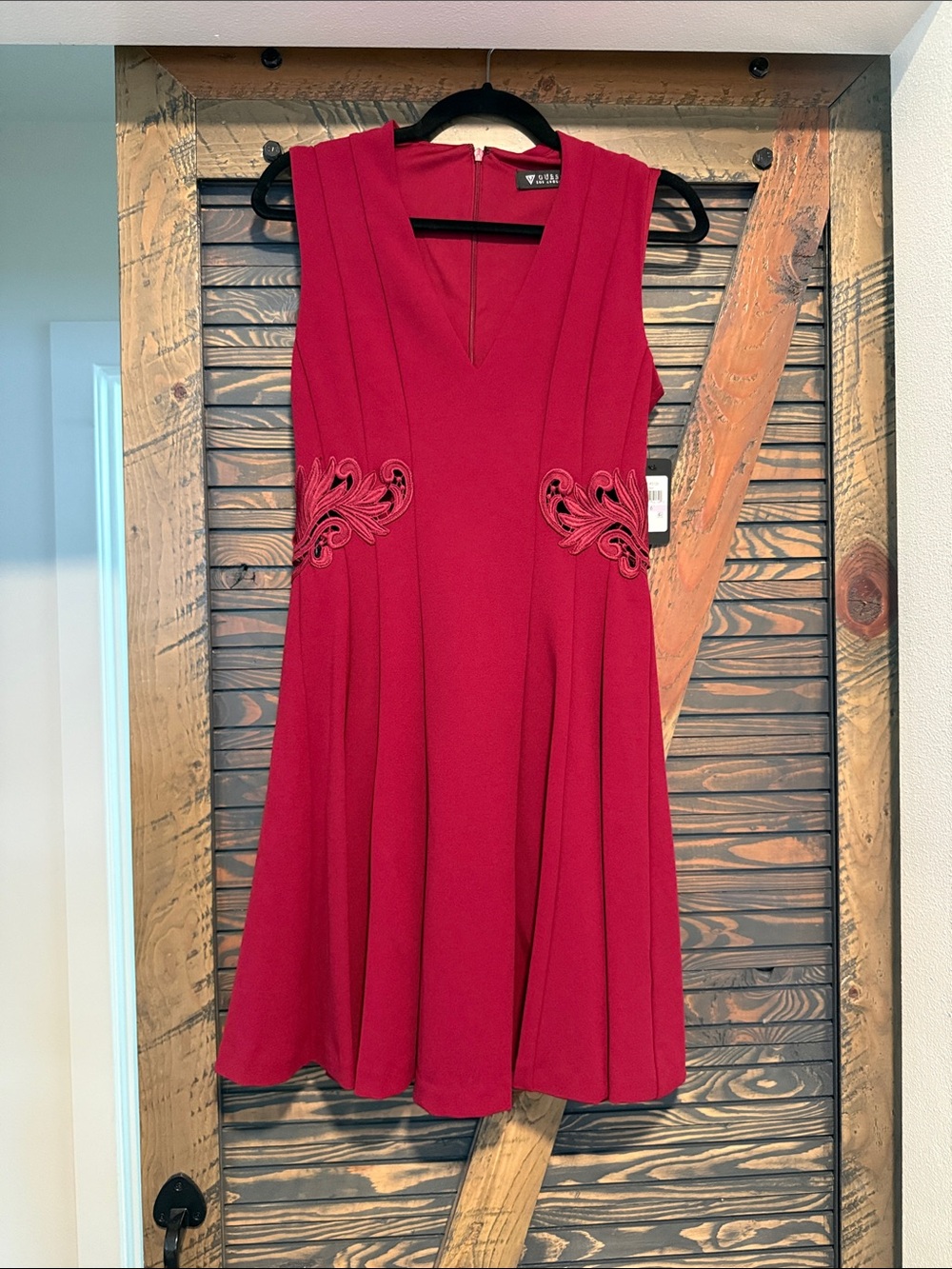 Guess Los Angeles Raspberry Sleeveless Fit-and-Flare Dress
